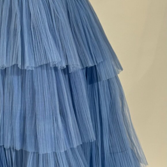 Brand New US 4 GEORGES HOBEIKA Blue Tiered Tulle Gown - Picture 5 of 8